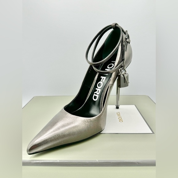 Tom Ford Shoes - NWT Tom Ford Padlock Laminated Pump Heels “Gunmetal” sz 38 / UK 5 Sold Out